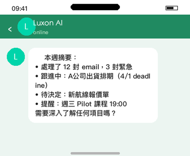 Weekly summary mockup